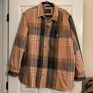 Pink Plaid Carhartt Loose Fit Shacket with Pockets